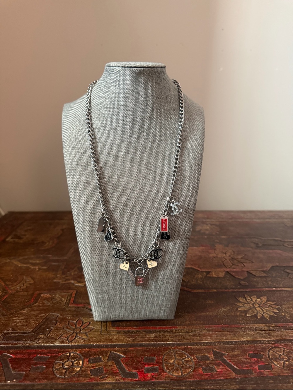 Chanel Silver Charm Chain Necklace